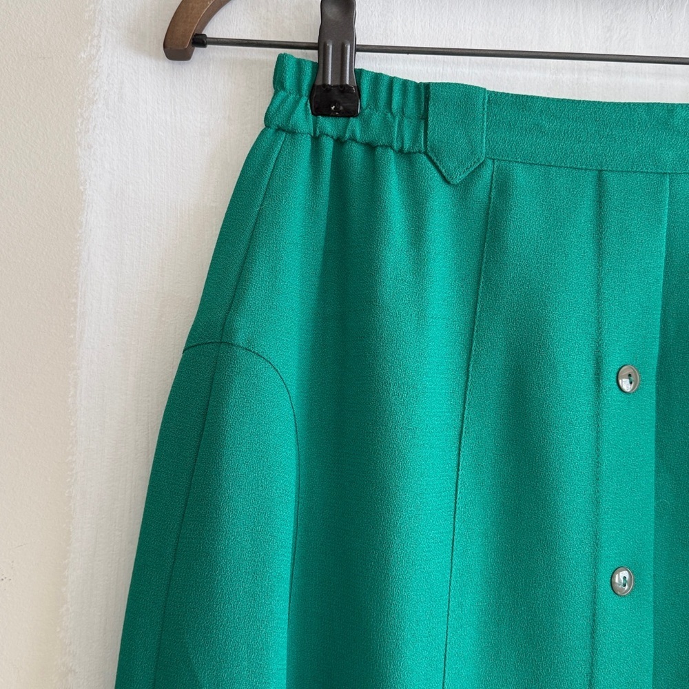 Vintage Sunlai Kelly Green A-Line Midi Skirt Women's Size Small - Picture 6 of 15
